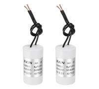 QUARKZMAN 2Pcs Condensateur De Marche CBB60, 8UF 250V 5% Tolérance Condensateur Cylindrique Pour Moteur Avec 2 Fils Pour Air Conditionné Compresseur Lave-Linge Réfrigérateur, Blanc