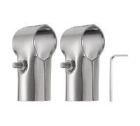 QUARKZMAN 2Pcs Connecteurs De Tuyau Structurels À 180 Degrés Pinces De Rail D'Extrémité À 2 Voies Avec Clé Raccords De Tuyau En Coin En Acier Inoxydable Pour Support 1.3"/1.2", Argenté