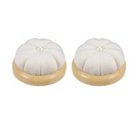 QUARKZMAN 2Pcs Coussins à Épingles avec Base en Bois, Style Japonais, Mignons, pour la Couture, le Matelassage, la Broderie, les Travaux d'Aiguille et les Loisirs Créatifs, Couleur Crème