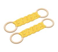 QUARKZMAN 2Pcs Crochet Kitchen Dish Towel Holder, 11"x3" Handmade Crochet Towel Ring Hanger with Hanging Loop for Cabinet House Oven Stove Door, Yellow