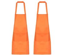 QUARKZMAN 2pcs Cuisine Cuisiner Tabliers Polyestre Art Tabliers Céramique Tablier Imperméable artistes Peinture Tablier avec 2 Poches pour Accueil Restaurant Artisanat Jardin BBQ, Orange