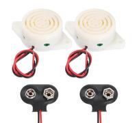 QUARKZMAN 2Pcs DC3-24V 100dB 3100Hz Buzzer Electronique Piezo Alarme Sonore Active Bip Continu avec Connecteur De Batterie Type T 9V pour Motorcycle Golf Car t Vehicles Car Alarm, White
