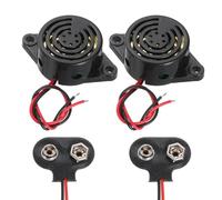 QUARKZMAN 2Pcs DC3-24V 90dB 3100Hz Buzzer Électronique Piezo Alarme Sonore Active Bip Intermittent avec Connecteur De Batterie Type T 9V pour Motorcycle Golf Car t Vehicles Car Alarm, Noir