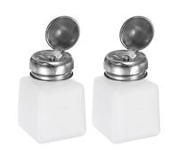 QUARKZMAN 2Pcs Distributeur d'Alcool Solvant 100ml (3,4 oz) Bouteille de Pompe de Distributeur de Liquide à Pression avec Couvercle en Acier Inoxydable d'Étanchéité, Nettoyant, Blanc