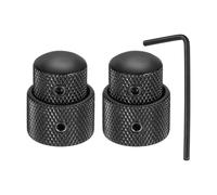 QUARKZMAN 2Pcs Double Concentrique Empilés Boutons De Contrôle, 1/4" Universel Métal Volume Tone Boutons De Contrôle Audio Avec Clé Pour Electric Guitar, Bass, Black