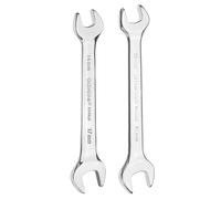 QUARKZMAN 2pcs Double Open End Wrench 14mm x 17mm/16mm x 18mm Métrique 15 Degré Offset Angle Small Flat Head Wrench Mirror Polished Open Ended Spanner pour Automotive Repair