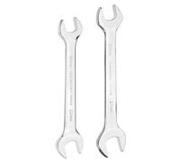 QUARKZMAN 2pcs Double Open End Wrench 19mm x 22mm/24mm x 27mm Métrique Angle Offset 15 Degrés Petite Clé Plate Tête Ouverte Spanner Poli Miroir Pour Automotive Repair Furniture Assembly
