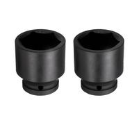 QUARKZMAN 2Pcs Douille À Choc 6 Points 34mm Douille Hexagonale Métrique Peu Profonde Entraînement Carré 1/2" Peu Profond Revêtement Acier CR-Mo Pour Industrial Grade Écrou D'essieu, Noir
