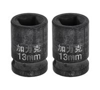 QUARKZMAN 2Pcs Douille Carrée 4 Points 1/2" Drive 13mm Métrique Douille À Choc Carrée CR-V Noirci Standard Manchon Roue Outil Pneumatique Pour Réparation Auto Maintenance