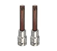 QUARKZMAN 2Pcs Douille Torx 1/2" Drive T55 Acier S2 6 Points Longue Visseuse Mèches Perceuse Acier CR-V Adaptateur Douille Pour Maison Auto Essieu Hex Ecrous Boulons Réparation