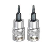 QUARKZMAN 2Pcs Douille Torx 3/8" Drive T10 Acier S2 Embout De Tournevis Étoile Adaptateur De Douille Acier CR-V Pour Réparation Écrous Hex Bolts Auto Maison