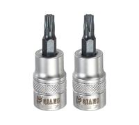 QUARKZMAN 2Pcs Douille Torx 3/8" Entraînement T27 Acier S2 Tête Étoile Tournevis Forets Adaptateur Douille Acier CR-V Pour Maison Auto Essieu Écrous Hexagonaux Boulons Réparation
