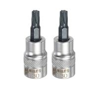 QUARKZMAN 2Pcs Douille Torx 3/8" Entraînement T30 Acier S2 Acier CR-V | Pour Maison Auto Essieu Écrous Hex Bolons Réparation, Tête Étoile Tournevis Forets Adaptateur Douille