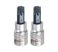 QUARKZMAN 2Pcs Douille Torx 3/8" Entraînement T50 Acier S2 Acier CR-V | Pour Maison Auto Essieu Écrous Hex Bols Réparation, Tête Étoile Tournevis Mèches Adaptateur Douille