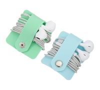 QUARKZMAN 2pcs Earbuds Holder Case, Earphone Wrap Headphone Case Cord Manager Cable Organizer Winder, Green, Blue