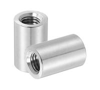 QUARKZMAN 2Pcs Ecrous D'Accouplement Ronds M10x1.5x25mm, Connecteur En Acier Inoxydable Boulonnerie Ecrous Quincaillerie 16mm OD Pour Tige Filetée, Boulonnerie Industrielle, Argent