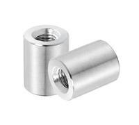 QUARKZMAN 2Pcs Écrous D'Accouplement Ronds M8x1.25x20mm, Connecteur En Acier Inoxydable Fixations Écrous Quincaillerie Écrous 16mm OD Pour Tige Filetée, Argent