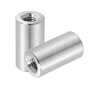 QUARKZMAN 2Pcs Écrous D'Accouplement Ronds M8x1.25x30mm, Connecteur En Acier Inoxydable, Fixations D'Écrous Pour Tige Filetée, Diamètre Extérieur 16mm, Argenté