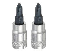 QUARKZMAN 2Pcs Embout Phillips Pour Douille 1/4" PH1 Acier S2 Tête Cruciforme Mèches De Tournevis Adaptateur De Douille Acier CR-V Pour Réparation Boulons Écrous Hexagonaux Maison Auto Axe