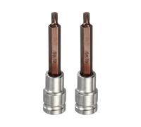 QUARKZMAN 2Pcs Embout Triple Carré À Cannelures 1/2" Drive M6 Métrique En Acier S2 Tête 12 Points Long Embout De Tournevis Adaptateur De Douille En Acier CR-V Pour Écrou Hexagonal Axe Auto