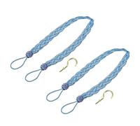 QUARKZMAN 2Pcs Embrasses de Rideaux 58cm/23 Attaches de Draperie Tressées avec 2 Crochet Métalliques Bleu/Argent