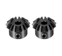 QUARKZMAN 2Pcs Engrenage Conique Module 0.8 1:1 Taux de Réduction 15T 3mm Trou de Diamètre d'Engrenage Conique 45# Acier, Engrenage de Direction 45 Degrés, Noir
