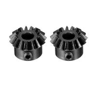 QUARKZMAN 2Pcs Engrenage Conique Module 0.8 Rapport de Réduction 1:1 15T 4mm Trou de Diamètre d'Engrenage Conique en Acier 45#, Engrenage de Direction à 45 Degrés pour Rotation, Noir