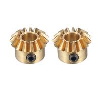 QUARKZMAN 2Pcs Engrenage Conique Module 0.8 Rapport de Réduction 1:1 15T 5mm Trou de Diamètre d'Engrenage Conique en Laiton, Engrenage Conique de 45 Degrés, Jaune