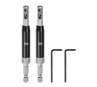 QUARKZMAN 2Pcs Ensemble de Forets à Centrage automatique 5mm, Forets à Tige Hexagonale de 1/4" pour le Travail du Bois, avec Clés Hexagonales en Forme de L, Noir