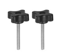QUARKZMAN 2Pcs Étoile Serrage Boutons M5 x 40mm Métrique Mâle Fileté 32mm 4-Point Tête en Plastique Bouton d'Étude Fileté Vis à Main, Noir
