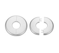 QUARKZMAN 2pcs Flange Murale Fendue 26.5mm/1" Plaque De Plomberie Autoadhésive ABS Plastique Ronde Rosace Design À Clip Pour Tuyau Décoration Salle De Bain Cuisine, Ton Argenté