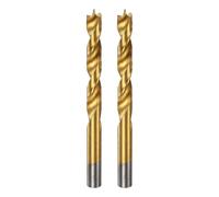 QUARKZMAN 2Pcs Foret Hélicoïdal Métrique à Pointe de Centrage en Spirale | pour Menuisierie Plastique Caoutchouc, Doré, 10,5 mm (13/32"), Dia Tige Droite, Foret Hélicoïdal à Pointe de Centrage