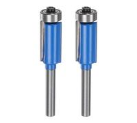 QUARKZMAN 2Pcs Fraise à Affleurer avec Roulement Supérieur, Tige de 6 mm, Diamètre de 1/2", Profondeur de Coupe de 1", Carbure de Tungstène, Menuiserie, Bleu
