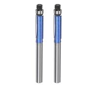 QUARKZMAN 2Pcs Fraise à Affleurer avec Roulement Supérieur, Tige de 6mm, Diamètre de 1/4", Profondeur de Coupe de 0,8", pour Coupe Affleurante et Droite, en Carbure, Argent Bleu