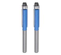 QUARKZMAN 2Pcs Fraise à Affleurer avec Tige de 6mm, Diamètre 5/16", Profondeur de Coupe 1", avec Roulement Supérieur pour Coupe Affleurante, Fraise Droite de Finition en Carbure, Bleu