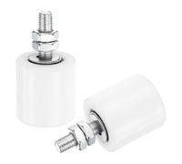 QUARKZMAN 2pcs Galet Guide pour Portail Coulissant 42x44mm, M10 Roulette Nylon Guide au Sol pour Porte Grange Coulissante, Roue Universel avec Roulement à Billes Scellé pour Portail, Blanc