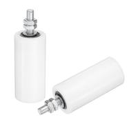 QUARKZMAN 2pcs Galet Guide pour Portail Coulissant 50x120mm, Roulette en Nylon Guide au Sol M12x40mm pour Porte Grange Coulissante, Roue Universel Guidage Support pour Portail, Blanc
