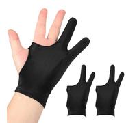QUARKZMAN 2pcs Gant De Dessin pour Artistes, Gant De Peinture Graphique Respirant À 3 Couches avec Deux Doigts pour Droite Gauche Tablet Graphique Papier Esquisse (Taille M), Noir