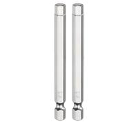 QUARKZMAN 2Pcs H6.0 Embout de Tournevis à Tête Hexagonale 6.0mm Métrique Pointe Plate 1/4" Tige Hexagonale 75mm (3") Long mbout Magnétique Pour Perceuse à Vis, Douille Chromée
