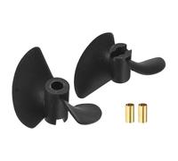 QUARKZMAN 2pcs Helice pour RC Boat, 2 Pales Helices 4.8mm Diametre Trou 45mm OD 40mm Pas CW Rotation Horlogerie Helice avec Moyeu pour RC Boat, DIY Modele Bateau, Noir