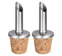QUARKZMAN 2pcs Inox Acier Bouteille Verseurs Vin Verseurs Liqueur | Olive Huile Bec Verseur Liège Conception Vin Bouteille Bouchons, pour Verse Liquide Vin Plupart Liqueur Bouteilles