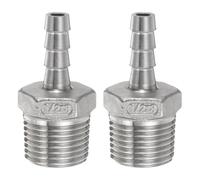 QUARKZMAN 2Pcs Inox Acier Tuyau Cannelé Raccord 0,3" (8mm) Cannelé x g 1/2" Mâle Tuyau Raccord Air Tuyau Cannelé Raccords Coupleur Filetage Connecteur Adaptateur pour Eau Carburant