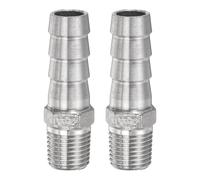 QUARKZMAN 2Pcs Inox Acier Tuyau Cannelé Raccord 0,5" (12mm) Cannelé x g 1/4" Mâle Tuyau Raccord Air Tuyau Cannelé Raccords Coupleur Filetage Connecteur Adaptateur pour Eau Carburant