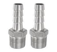 QUARKZMAN 2Pcs Inox Acier Tuyau Cannelé Raccord 0,5" (13mm) Cannelé x g 1/2" Mâle Tuyau Raccord Air Tuyau Cannelé Raccords Coupleur Filetage Connecteur Adaptateur pour Eau Carburant