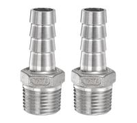 QUARKZMAN 2Pcs Inox Acier Tuyau Cannelé Raccord 0,6" (14mm)