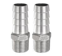 QUARKZMAN 2Pcs Inox Acier Tuyau Cannelé Raccord 0,7" (19mm) Cannelé x g 1/2" Mâle Tuyau Raccord Air Tuyau Cannelé Raccords Coupleur Filetage Connecteur Adaptateur pour Eau Carburant