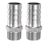 QUARKZMAN 2Pcs Inox Acier Tuyau Cannelé Raccord 1" (25mm) Cannelé x g 3/4" Mâle Tuyau Raccord Air Tuyau Cannelé Raccords Coupleur Filetage Connecteur Adaptateur pour Eau Carburant