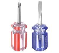 QUARKZMAN 2pcs Jeu De Tournevis Courts PH2 Phillips SL6 À Tête Plate Magnétiques CR-V Tournevis De Poche Mini Tournevis À Fente Et Phillips Pour Réparation DIY