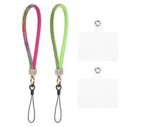 QUARKZMAN 2Pcs Lanière de Téléphone Universelle, Dragonne Détachable avec Paillettes et Patchs de Téléphone, Cordon Brillant pour Bricolage, Porte-Clés, Multicolore Vert