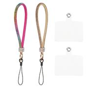 QUARKZMAN 2Pcs Lanière de Téléphone Universelle, Dragonne Détachable avec Paillettes et Patchs pour Téléphone, Cordon Brillant pour Bricolage, Porte-Clés, Multicolore Doré